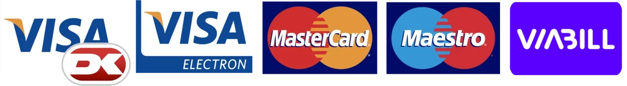 Betalingskort: Visa, Visa Electron, Mastercard, Maestro og ViaBill