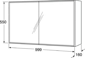 Graphic Spejlskab 100 cm. m. 2 låger, Hvid 2