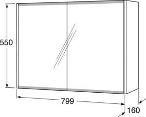 Graphic Spejlskab 80 cm. m. 2 låger, Grøn 2
