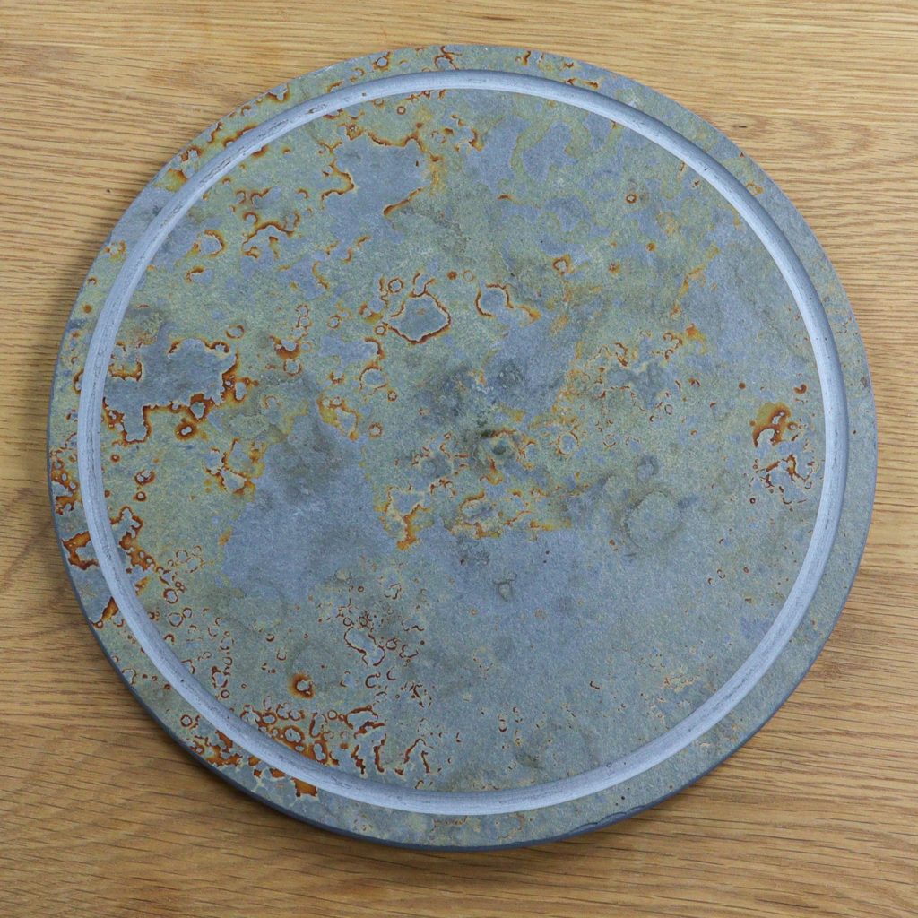 Skifer tallerken rund, Multicolor, m. rille Ø28cm
