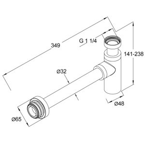 Vandlås t/vask vægtilslutning Mat sort 2