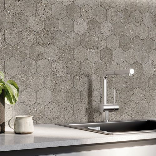 Møn-Greige-Hexagon-mosaik